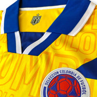 Colombai El Pibe Loco Home Football Jersey yellow woven crest detail retro style relaxed fit performance fabric available @ asphaltsocialklub.com