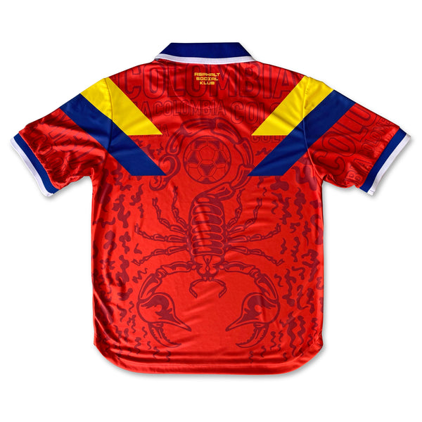 Colombia El Pibe Loco Away Football Jersey back red retro style relaxed fit performance fabric available @ asphaltsocialklub.com 