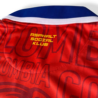 Colombia El Pibe Loco Away Football Jersey back detail red retro stye relaxed fit performance fabric available @ asphaltsocialklub.com 
