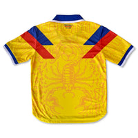 Colombia El Pibe Loco Home Football Jersey back yellow retro style relaxed fit performance fabric available  asphaltsocialklub.com 