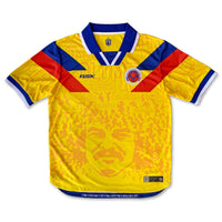 Colombia El Pibe Loco Home Football Jersey front yellow retro style relaxed fit performance fabric available @ asphaltsociaklub.com 