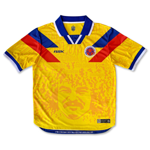 Colombia El Pibe Loco Home Football Jersey front yellow retro style relaxed fit performance fabric available @ asphaltsociaklub.com 