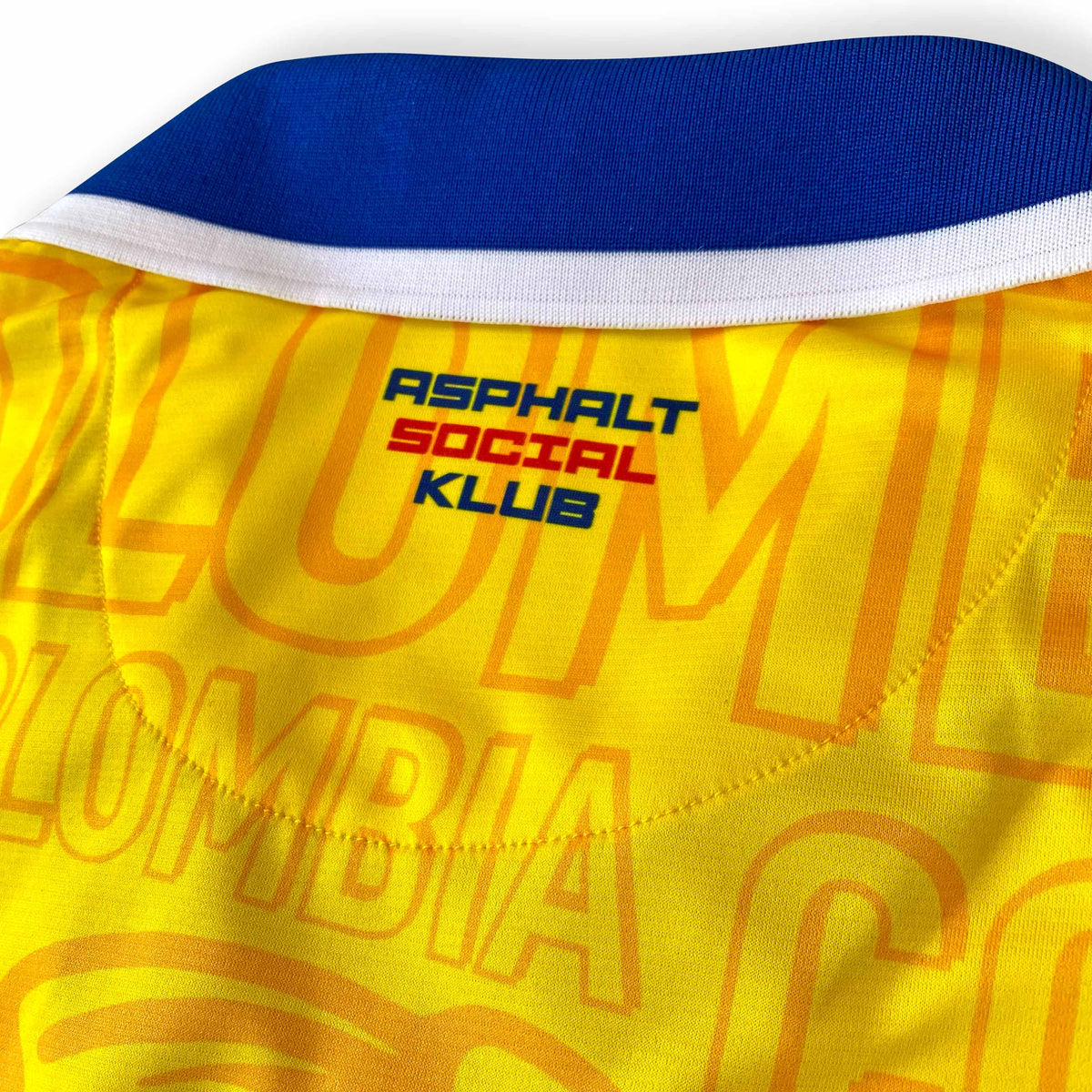 Colombia El Pibe Loco Home Football Jersey yellow back detail retro style relaxed fit performance fabric available @ asphaltsocialklub.com