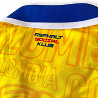 Colombia El Pibe Loco Home Football Jersey yellow back detail retro style relaxed fit performance fabric available @ asphaltsocialklub.com