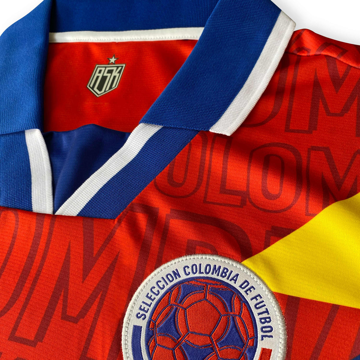 Colombia El Pibe Loco Away Football Jersey red woven crest detail retro style relaxed fit performance fabric available @ asphaltsocialklub.com 