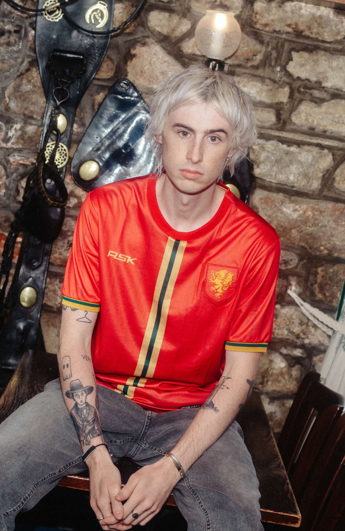 Cymru Hanes Home jersey red standard fit  performance fabric on model available @ asphaltsocialklub.com 