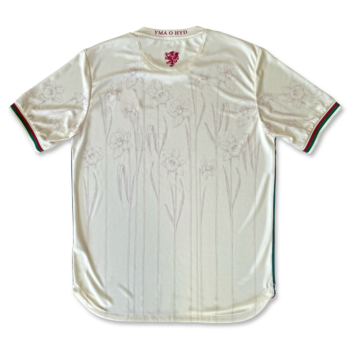 Cymru Cennin Pedr Away Football Jersey back off white standard fit performance fabric available @ asphaltsocialklubcom 