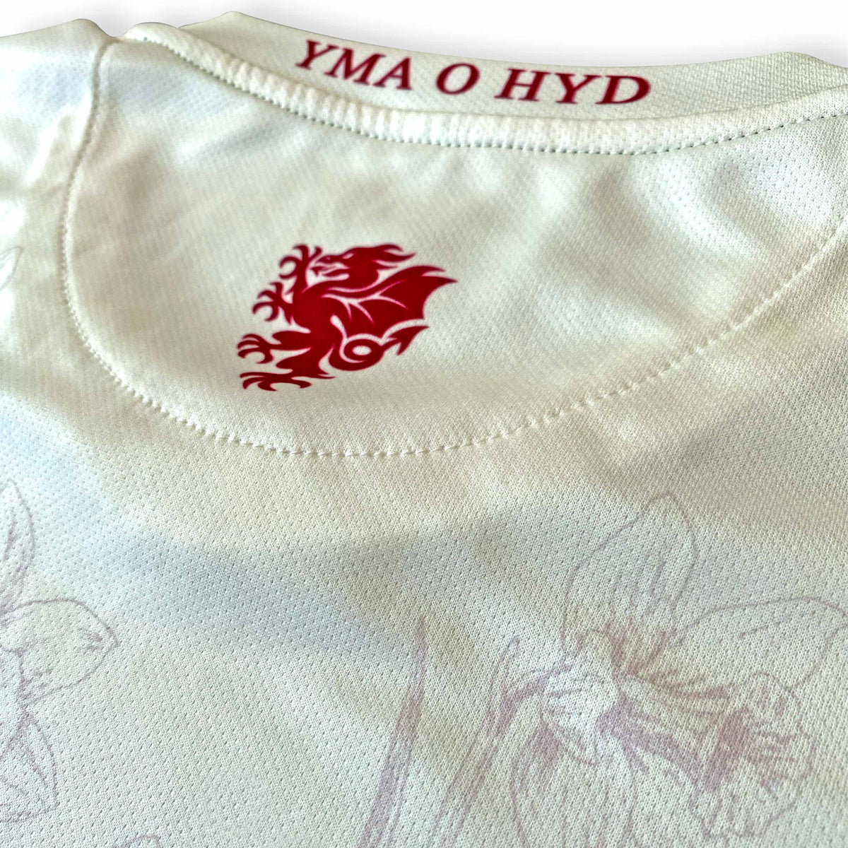 Cymru Cennin Pedr Away Football Jersey off white back detail standard fit performance fabric available@ asphaltsocialklub.com 