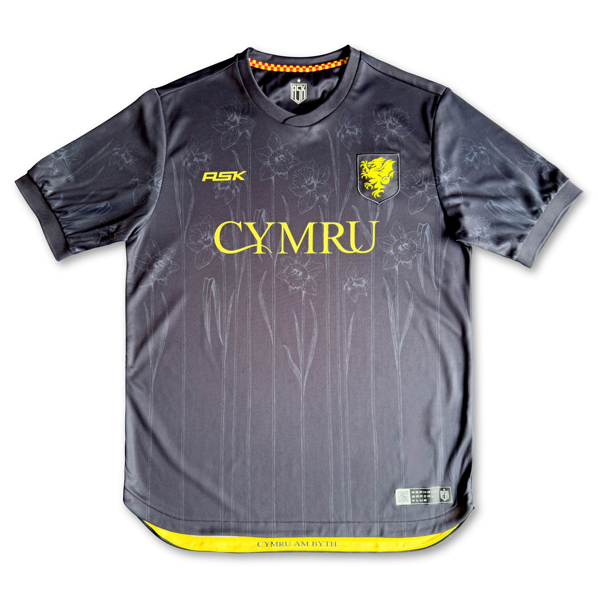 Cymru Glyndwr Edition Football Jersey Front anthracite standard fit performance fabric available @ asphaltsociaklub.com 