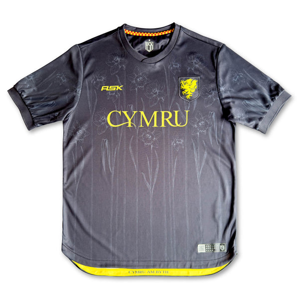 Cymru Glyndwr Edition Football Jersey Front anthracite standard fit performance fabric available @ asphaltsociaklub.com 