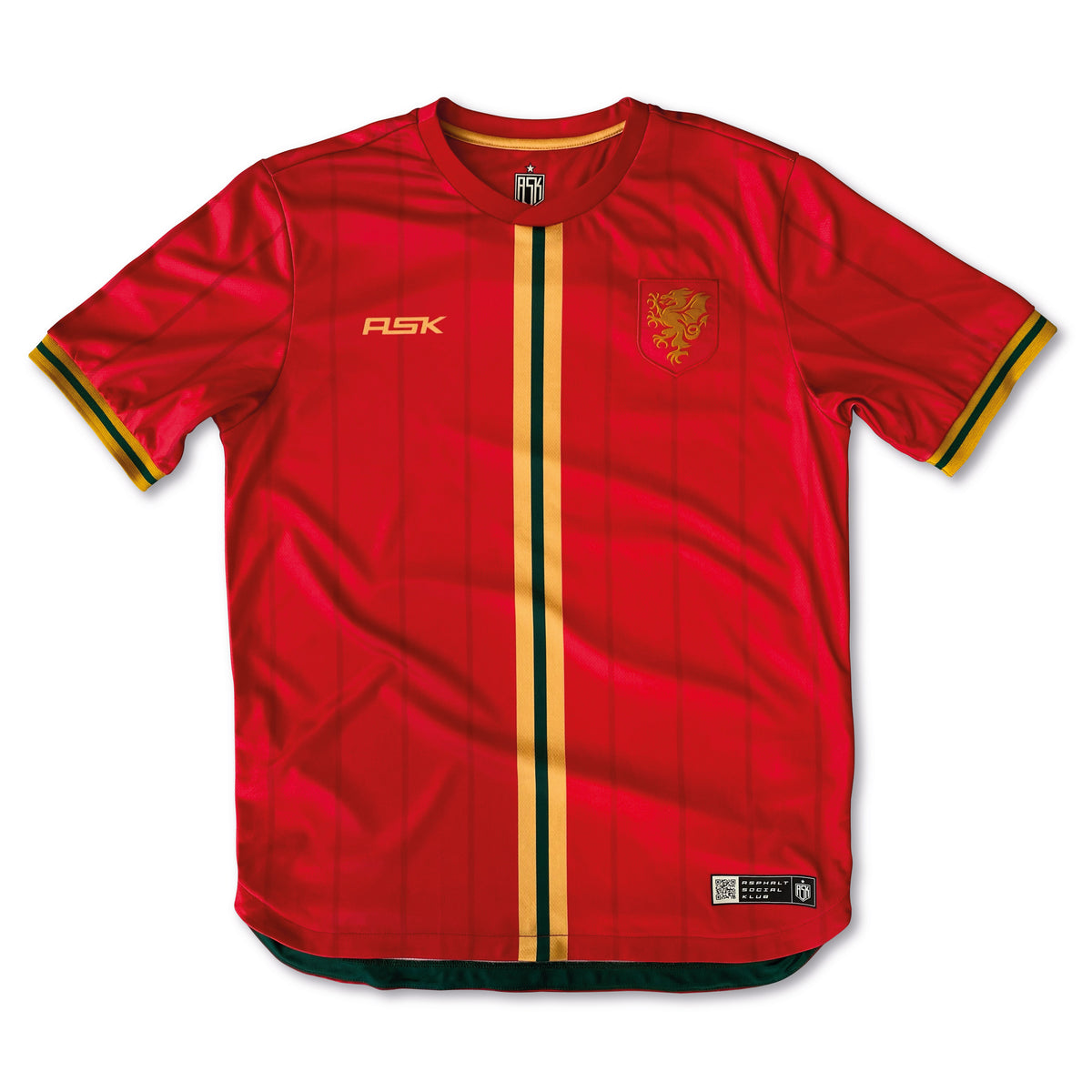 Cymru Hanes Home Football Jersey front red standard fit performance fabric available @  asphaltsocialklub.com 