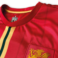 Cymru Hanes Home Football Jersey red woven crest detail standard fit performance fabric available @ asphaltsocialklub.com