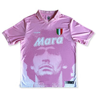 Diego Away Football Jersey Front pink retro style Napoli inspired standard fit performance fabric available @ asphaltsocialklub.com 