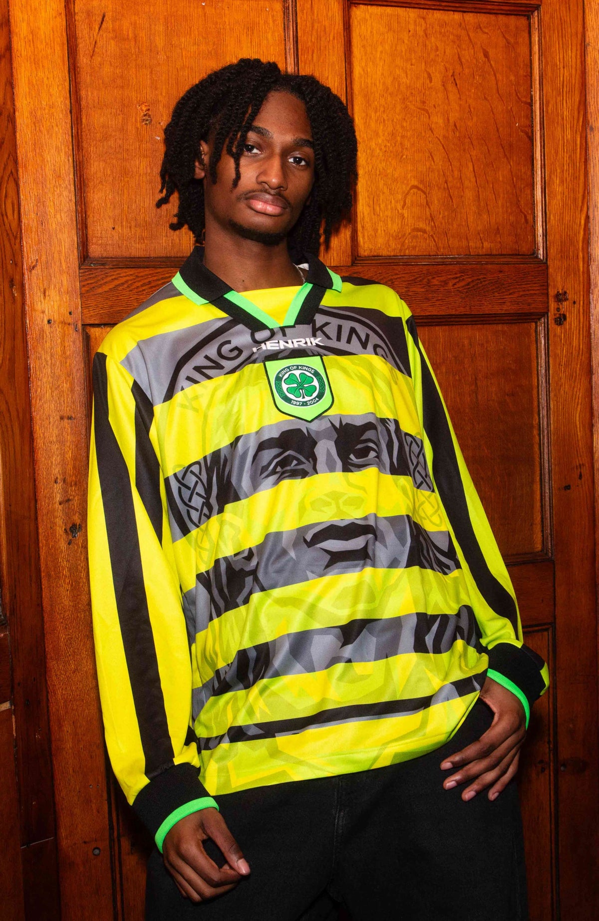 Henrik Larsson style retro Away jersey bolt yellow black in relaxed fit performance fabric on model available @ asphaltsocialklub.com 