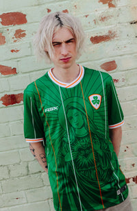 Ireland Home Football Jersey green standard fit performance fabric on model available@ asphaltsocialklub.com 