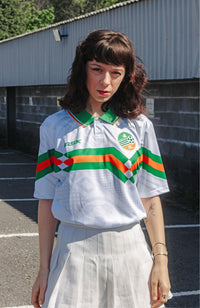 Ireland 90's Away Football Jersey white on model standard fit retro style available @ asphaltsocialklub.com 