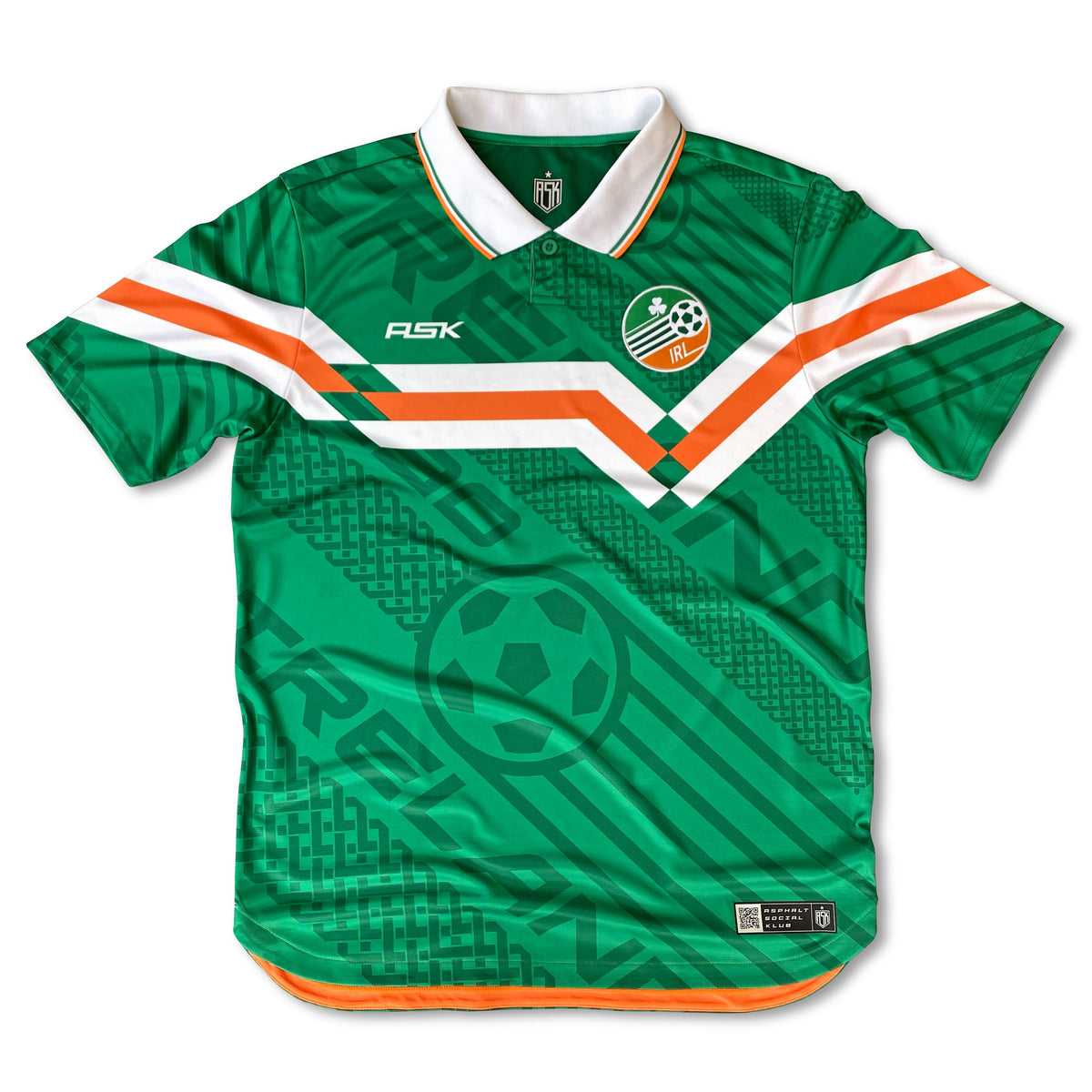 Ireland 90's Home Football Jersey front green standard fit retro style available @ asphaltsocialklub.com 