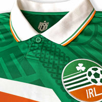 Ireland 90's Home Football Jersey green woven crest detail retro style available @ asphaltsocialklub.com 