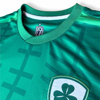 Ireland Ogham Football Jersey Front woven crest detail Emerald Green standard fit performance fabric available @ asphaltsocialklub.com 