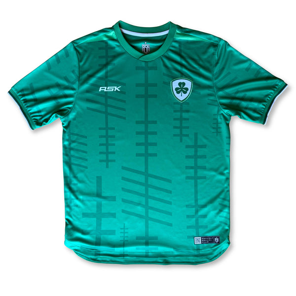 Ireland Ogham Home Football Jersey Front Emerald Green standard fit performance fabric available @ asphaltsocialklub.com 