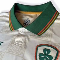 Ireland Triquetra Football Jersey off white woven crest detail performance fabric available @ aspahltsocialklub.com