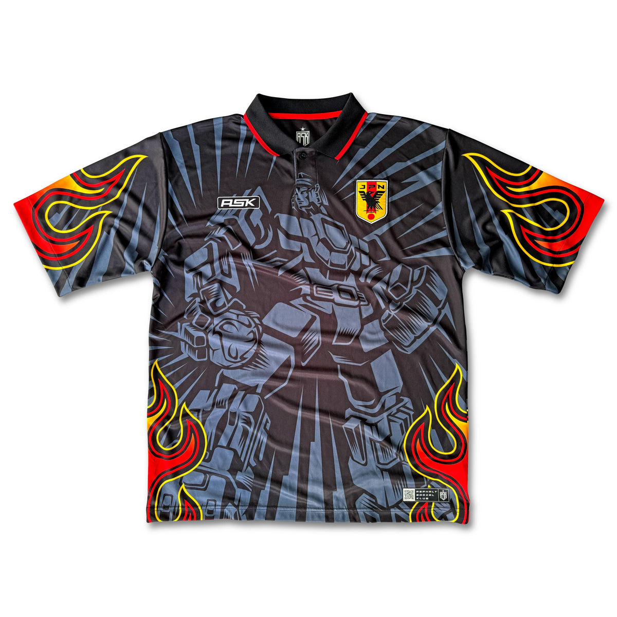 Japan Mechas 90's GK Football Jersey front black retro style boxy fit available @ asphaltsocialklub.com 