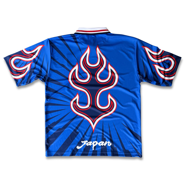 Japan Mecha 90's Home Football Jersey back samurai blue retro style boxy fit available @ aspahltsocialklub.com