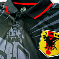 Japan Mecha 90's GK Football Jersey black woven crest detail retro style boxy fit available @ asphaltsocialklub.com