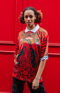 Mexico Guadalupe 97 Third Football Jersey red on model retro style boxy fit available @ asphaltsocialklub.com 