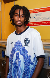 Portugal Azulejo Football Jersey white performance fabric standard fit on model available @ asphaltsocialklub.com 