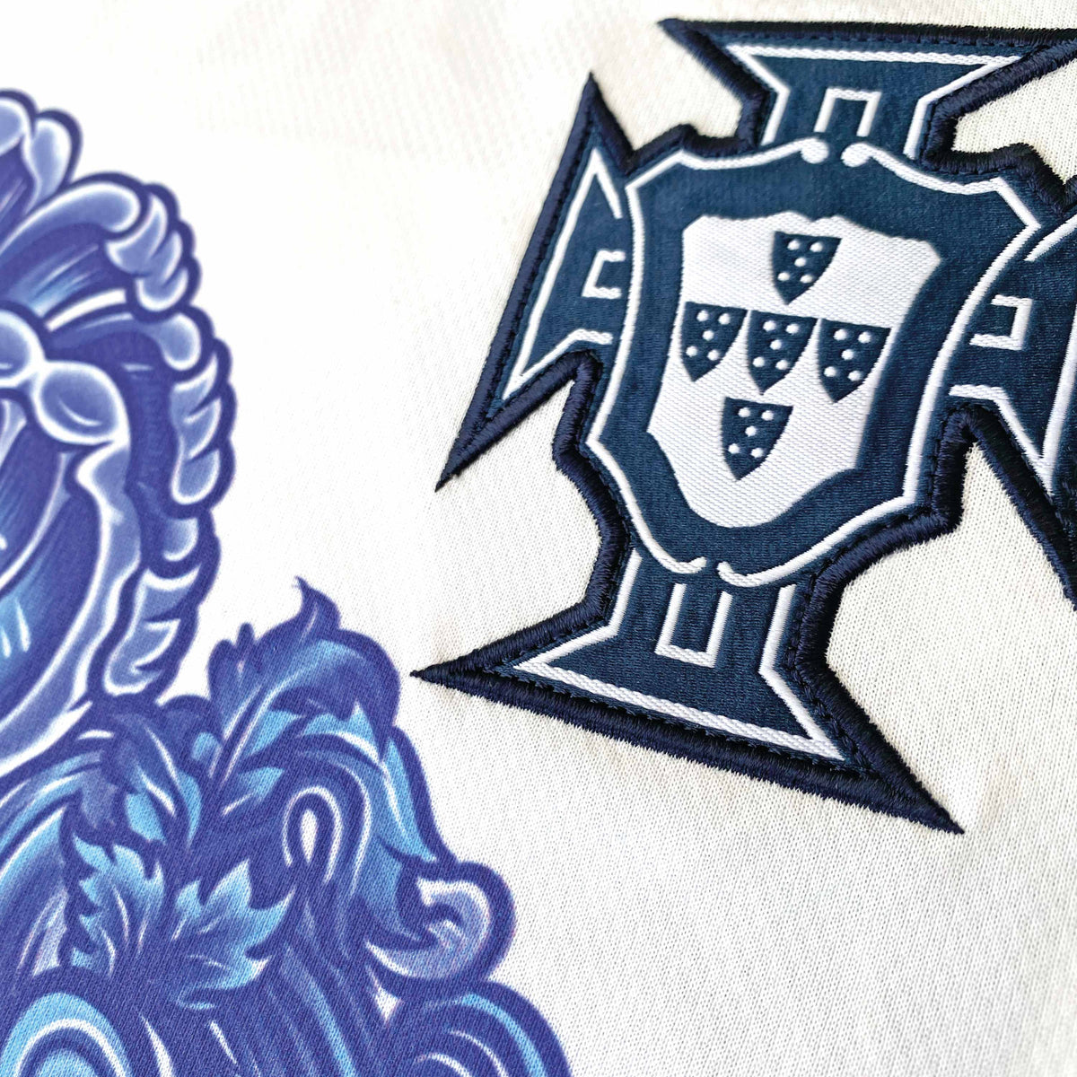 Portugal Azuleo Football Jersey white woven crest detail standard fit performance fabric available @ asphaltsocialklub.com 