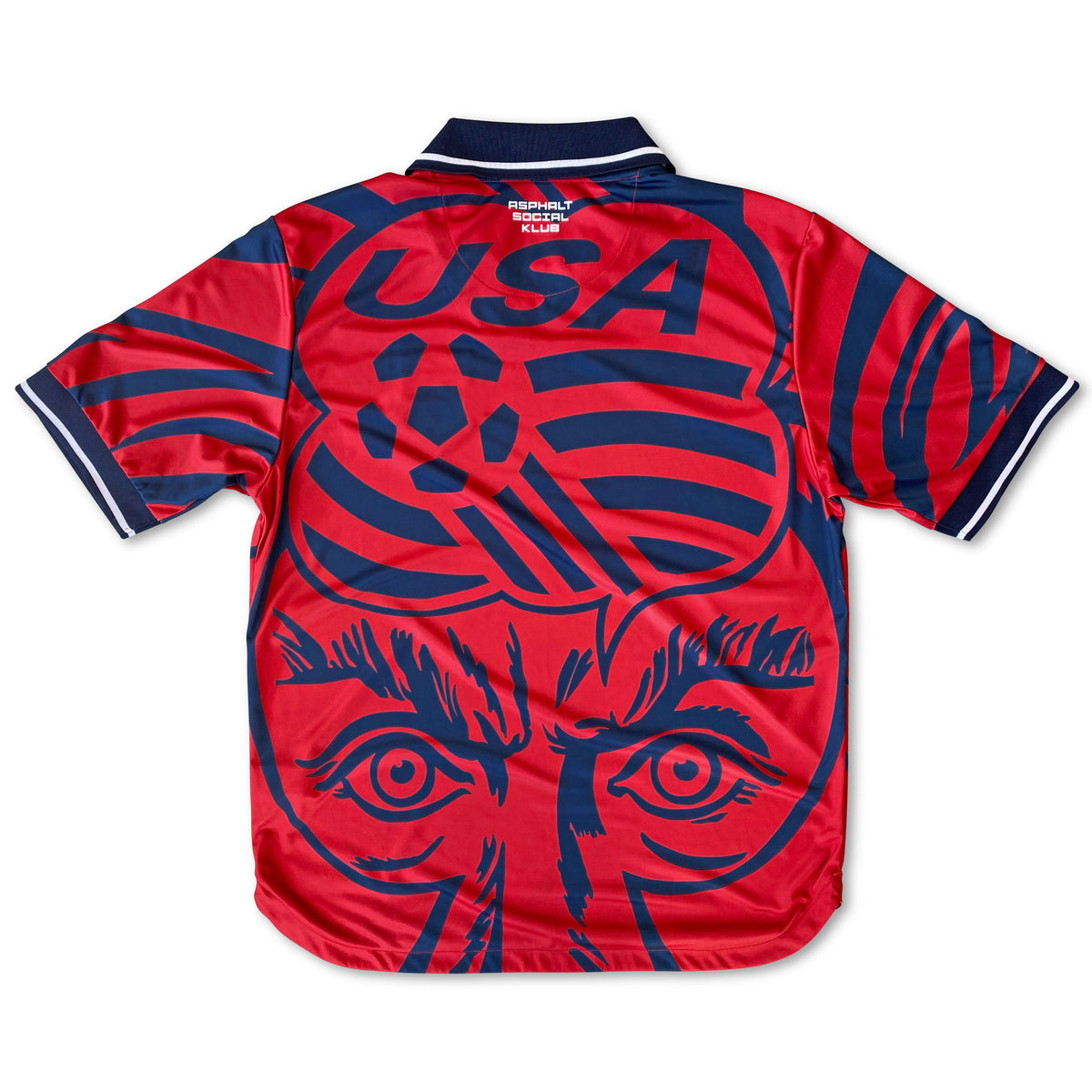 USA Pop Away Football Jersey back navy red retro style relaxed fit performance fabric available @ asphaltscialklub.com 