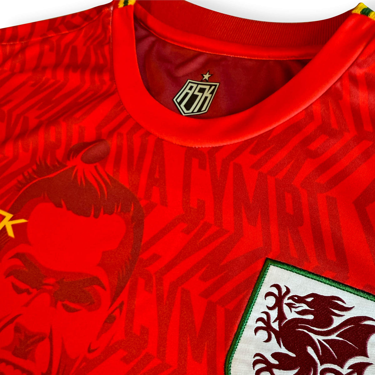 Viva Cymru Football Jersey red woven crest standard fit performance fabric available @ asphaltsocialklub.com 